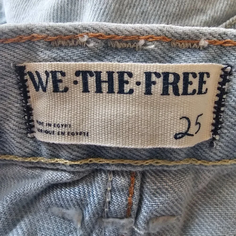Free People Cut Off Shorts Womens 25 Raw Hem Button Fly Denim We The Free Boho - Picture 5 of 7
